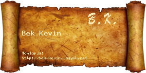 Bek Kevin névjegykártya
